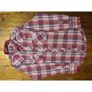 Open Range Western Snap Shirt Mens M Red Plaid Pearl Snap Button